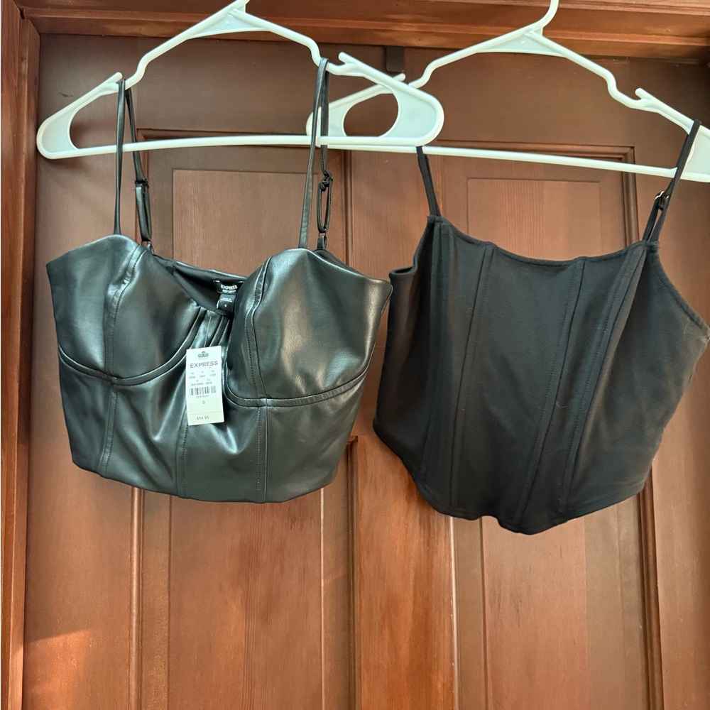Two black corset tops